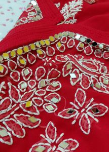 Red Embroidered Kurta