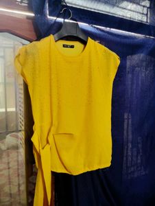 Sparkly Yellow Asymmetrical Top