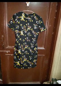 Imported Women Korean Black  Thick Floral Dress