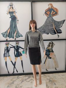 Gray Polo Collar Knit Top
