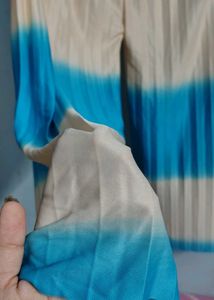 Boho Pleated Palazzo Pants white blue korean