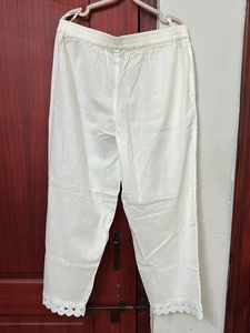White Palazzo Pants with Cute Lace Trim