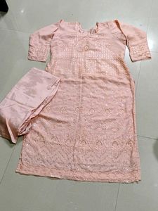 Peach Embroidered Kurta Set💖