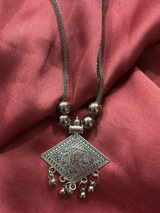 Ethnic Oxidized Silver Pendant Necklace