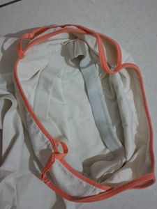 S White Camisole Top with Orange Trim