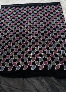 Elegant Black saree  with Leaf Motif
