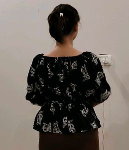 Stylish Black Printed Top