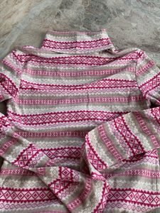 Cozy Fair Isle Print Turtleneck Top