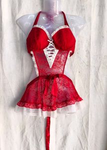 I. Red Lace Lingerie Set