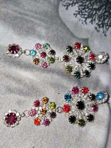 Multi coloured A-D Crystal Statement Earring.
