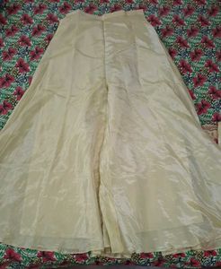 Elegant beige Palazzo Pants with kurti set