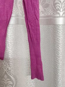Pink V-Neck Long Sleeve Sweater