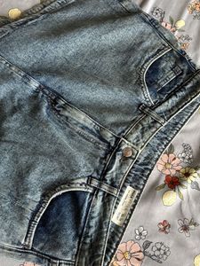 Acid Wash Denim Skort