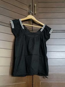 Vero Moda Black Short Sleeve Cotton Top