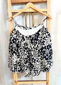 Black &amp; White Floral Camisole Top Size-40