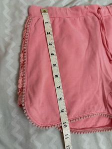 Pink Lace Trim Lounge Shorts