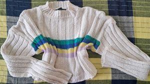 Striped Cropped Knit Sweater