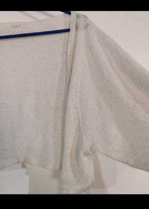 Chic White Cardigan with Tie Neck Top