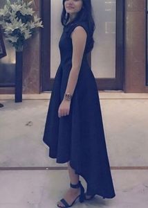 Elegant Navy Blue High-Low Dress
