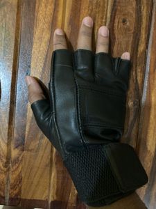 Leather And Polyester Gym/driving Gloves