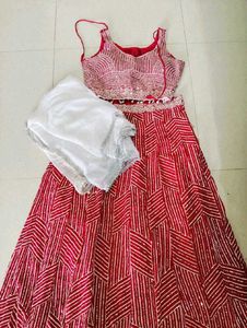 Stunning Pink Bandhani Print Lehenga Choli
