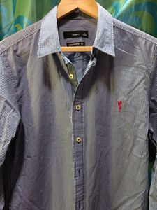 Blue And White Checks Shirt.