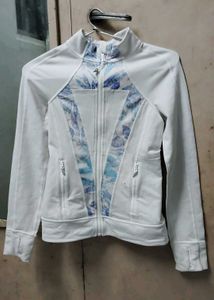 White Floral Zip-Up Jacket