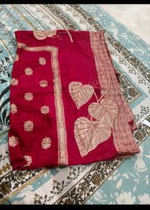 Beautiful Hot Pink Mirror work gown with duppata