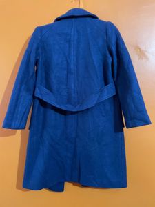 Vibrant Blue Wool Blend Coat Length-39 inches