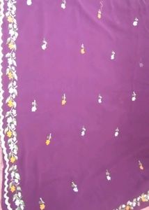 Purple Embroidered Sari