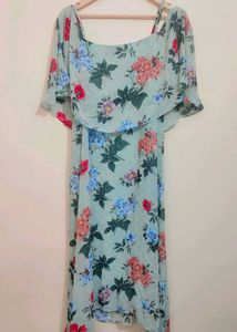 Light Sea Green Floral Print Maxi Dress 36 Bust