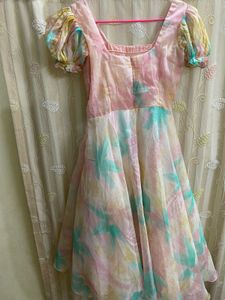 Tie-Dye Puff Sleeve Midi Dress