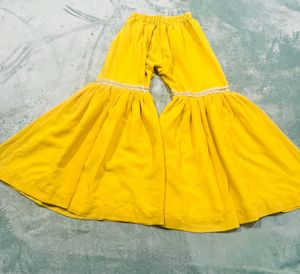 Yellow Embroidered Kurti With Sharara