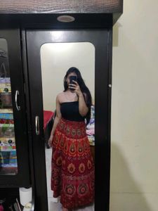 Bohemian Red Mandala Print Skirt