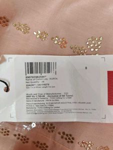 W Women Peach Pink Festive Kurta Size 8