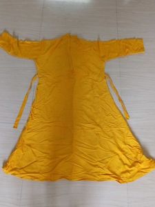 Yellow Kurta with Red Embroidery