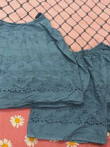 Blue Eyelet Co-ord Set
