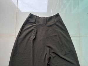 High-Waisted Wide-Leg Olive Trousers