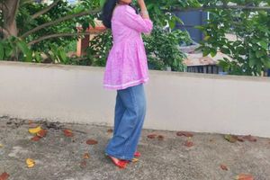 Libas Pink Printed Peplum Kurta