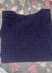 Navy Blue Grid Crop Top