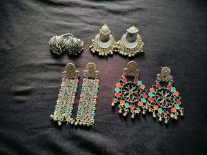 Ethnic Silver Earring Set