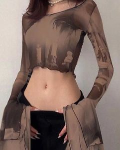 Georgette solid crop top with ruffled sleeves