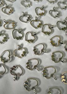 Heart Silver Metal Charms 10 pic Pendants