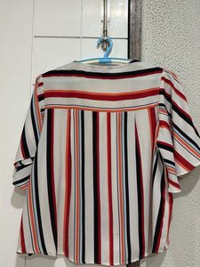 Striped Flutter Sleeve Blouse
