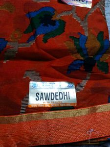 Beautiful orange Floral Print Saree