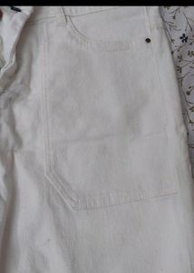 White Button-Fly Wide Leg Jeans