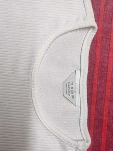 Ribbed White Crew Neck T-Shirt