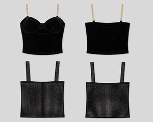 Black Velvet & Rhinestone party Tops (set of 2)