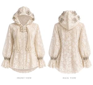 Imported white Lace Hoodie jacket with crystals🔮