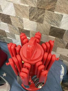 Red Utensil Holder with Utensils